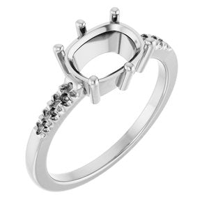 Platinum 8.5x6.5 mm Elongated Cushion Ring Mounting – image 2
