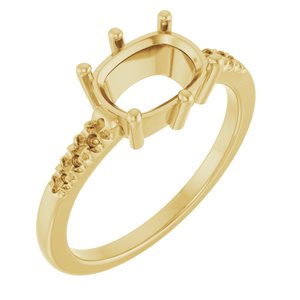 14K Yellow Gold 8.5x6.5 mm Elongated Cushion Ring Mounting – image 2