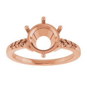 14K Rose Gold 9 mm Round Ring Mounting – image 6