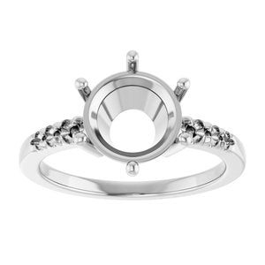 14K White Gold 9 mm Round Ring Mounting – image 6