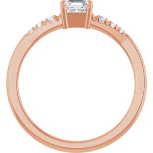 14K Rose Gold 4x4 mm Asscher Ring Mounting – image 3
