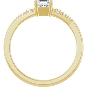 14K Yellow Gold 4x4 mm Asscher Ring Mounting – image 3