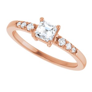 10K Rose Gold 4x4 mm Asscher Ring Mounting – image 8