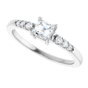 Sterling Silver 4x4 mm Asscher Ring Mounting – image 8