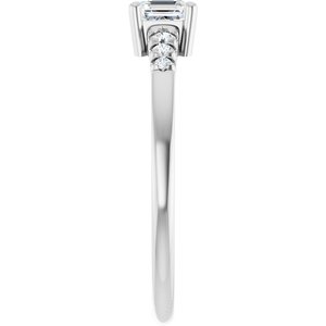 14K White Gold 4x4 mm Asscher Ring Mounting – image 7