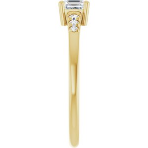 14K Yellow Gold 4x4 mm Asscher Ring Mounting – image 7