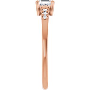 10K Rose Gold 4x4 mm Asscher Ring Mounting – image 7