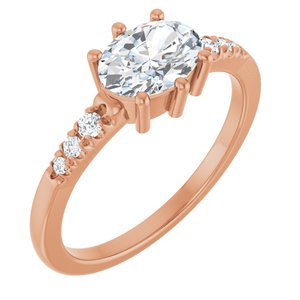 14K Rose Gold 7.5x5.5 mm Oval Ring Mounting