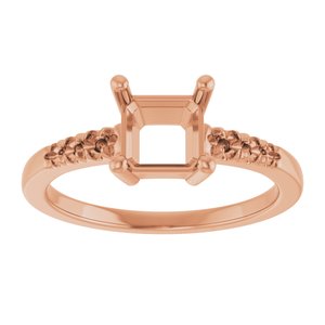 18K Rose Gold 6x6 mm Asscher Ring Mounting – image 6