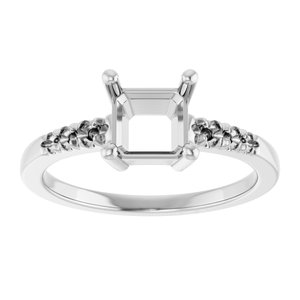 18K White Gold 6x6 mm Asscher Ring Mounting – image 6