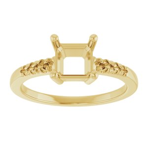 14K Yellow Gold 6x6 mm Asscher Ring Mounting – image 6