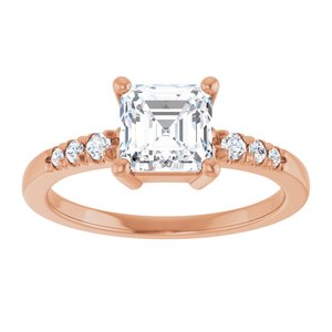 18K Rose Gold 6x6 mm Asscher Ring Mounting – image 5