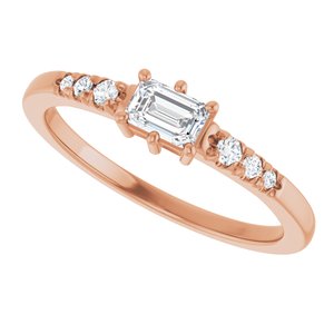10K Rose Gold 4.5x3 mm Emerald Ring Mounting – image 8