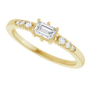 18K Yellow Gold 4.5x3 mm Emerald Ring Mounting – image 8