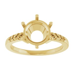 14K Yellow Gold 8.8 mm Round Ring Mounting – image 6