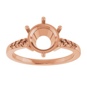 18K Rose Gold 8.8 mm Round Ring Mounting – image 6