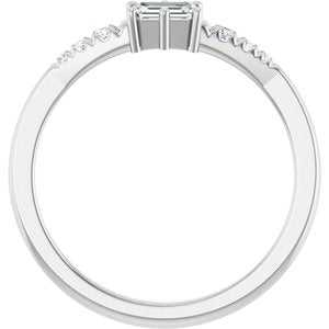 14K X1 White Gold 4.5x3 mm Emerald Ring Mounting – image 3