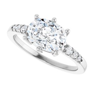 10K White Gold 8.5x6.5 mm Elongated Cushion Ring Mounting – image 8