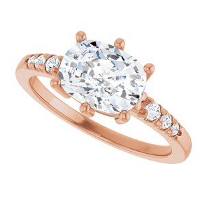 18K Rose Gold 8.5x6.5 mm Elongated Cushion Ring Mounting – image 8