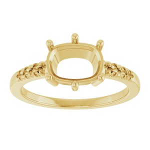 10K Yellow Gold 8.5x6.5 mm Elongated Cushion Ring Mounting – image 6