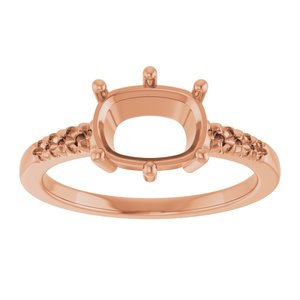 14K Rose Gold 8.5x6.5 mm Elongated Cushion Ring Mounting – image 6