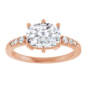 18K Rose Gold 8.5x6.5 mm Elongated Cushion Ring Mounting – image 5