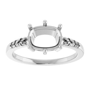 10K White Gold 8.5x6.5 mm Elongated Cushion Ring Mounting – image 6
