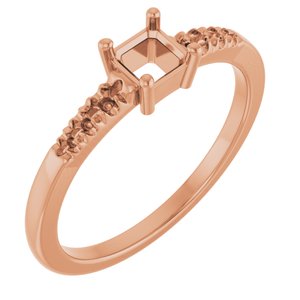 14K Rose Gold 4x4 mm Asscher Ring Mounting – image 2