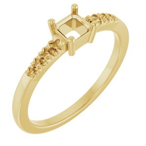 14K Yellow Gold 4x4 mm Asscher Ring Mounting – image 2