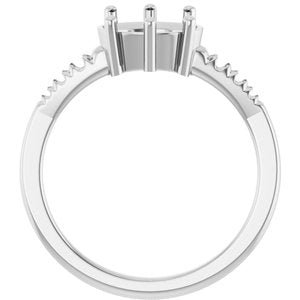 10K White Gold 9x7 mm Oval Ring Mounting – image 4