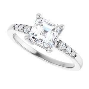 14K X1 White Gold 6x6 mm Asscher Ring Mounting – image 8