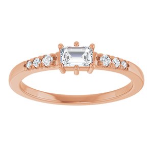 10K Rose Gold 4.5x3 mm Emerald Ring Mounting – image 5