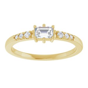 18K Yellow Gold 4.5x3 mm Emerald Ring Mounting – image 5