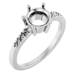 Sterling Silver 7.4 mm Round Ring Mounting – image 2
