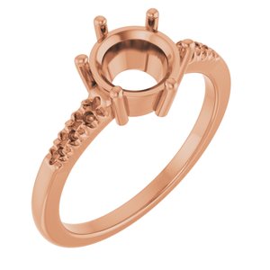 14K Rose Gold 7.4 mm Round Ring Mounting – image 2