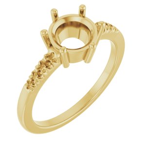 10K Yellow Gold 7.4 mm Round Ring Mounting – image 2