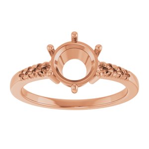 18K Rose Gold 7.4 mm Round Ring Mounting – image 6