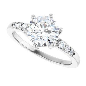 14K White Gold 7.4 mm Round Ring Mounting – image 8