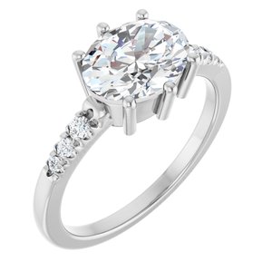10K White Gold 9x7 mm Oval Ring Mounting