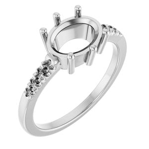 10K White Gold 9x7 mm Oval Ring Mounting – image 2