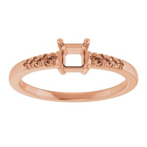 10K Rose Gold 4x4 mm Asscher Ring Mounting – image 6