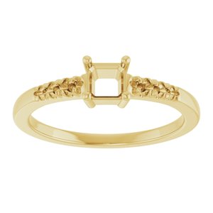 10K Yellow Gold 4x4 mm Asscher Ring Mounting – image 6