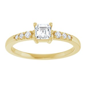 14K Yellow Gold 4x4 mm Asscher Ring Mounting – image 5