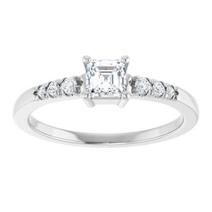 Sterling Silver 4x4 mm Asscher Ring Mounting – image 5