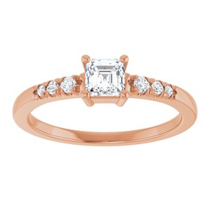 10K Rose Gold 4x4 mm Asscher Ring Mounting – image 5