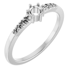 10K White Gold 3.5 mm Round Ring Mounting – image 2