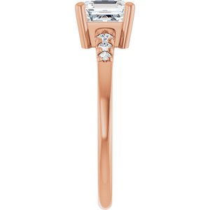 18K Rose Gold 6x6 mm Asscher Ring Mounting – image 7