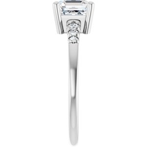 14K X1 White Gold 6x6 mm Asscher Ring Mounting – image 7
