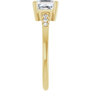 18K Yellow Gold 6x6 mm Asscher Ring Mounting – image 7