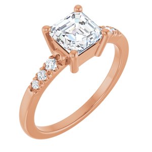18K Rose Gold 6x6 mm Asscher Ring Mounting